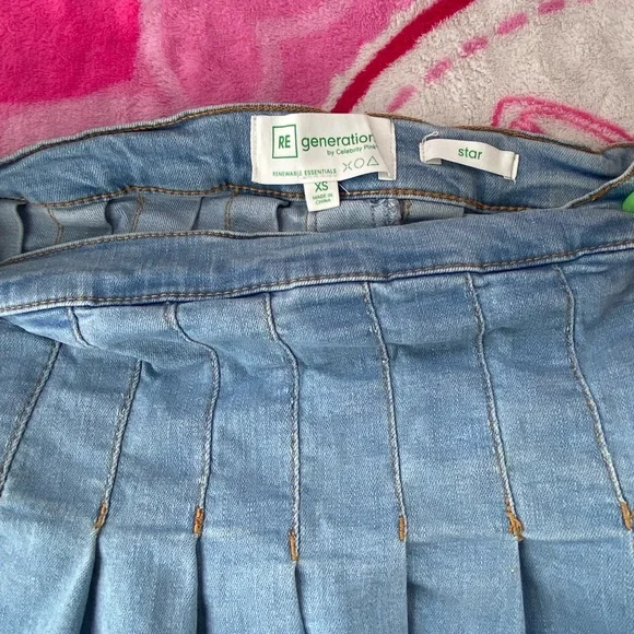 Denim Pleated Skirt - Picture 3 of 3